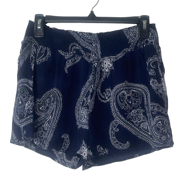 Altar'd State Pants - Altar’d State smocked waist and navy white paisley flowy flounce shorts medium